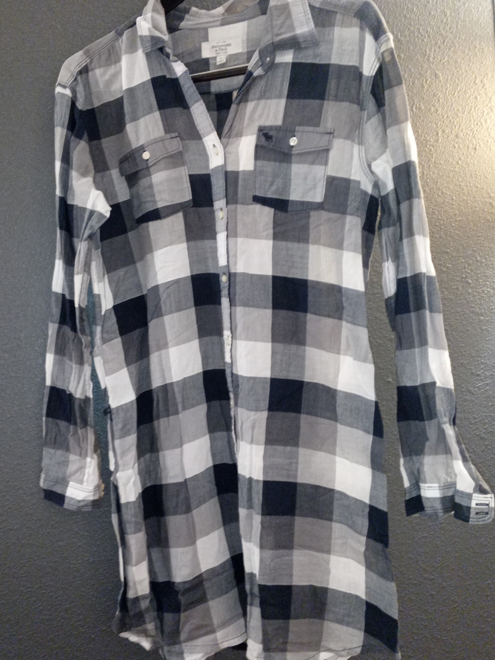 Abercrombie & Fitch Shirt Dress Blue/Grey Large